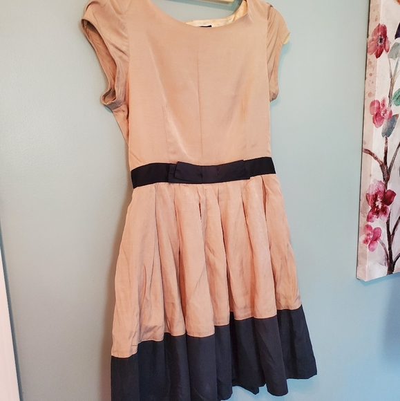dear creatures Tan and Navy Blue Dress Small - Picture 6 of 12